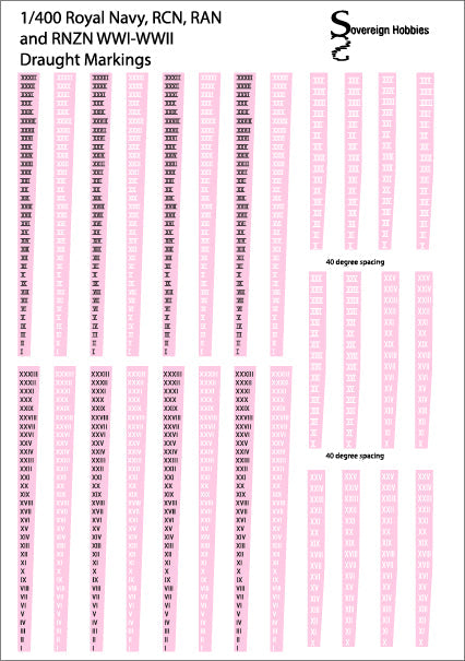 Royal Navy, RAN, RCN and RNZN Draught Marking Decals - 1/200 scale