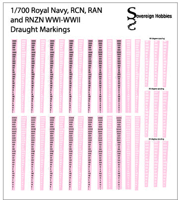 Royal Navy, RAN, RCN and RNZN Draught Marking Decals - 1/200 scale