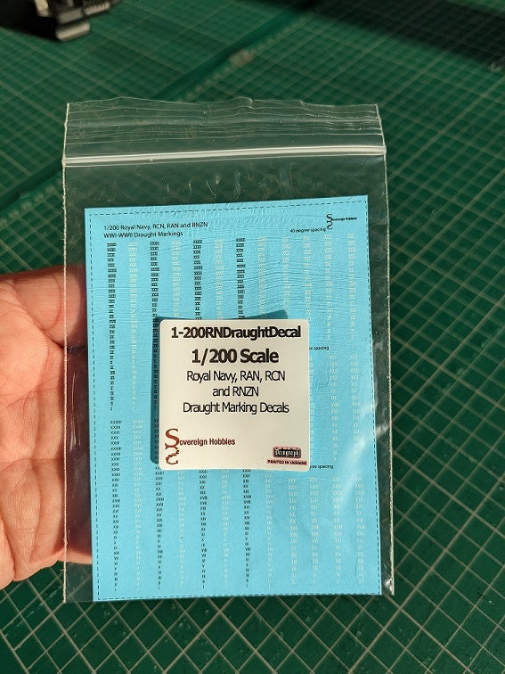 Royal Navy, RAN, RCN and RNZN Draught Marking Decals - 1/200 scale